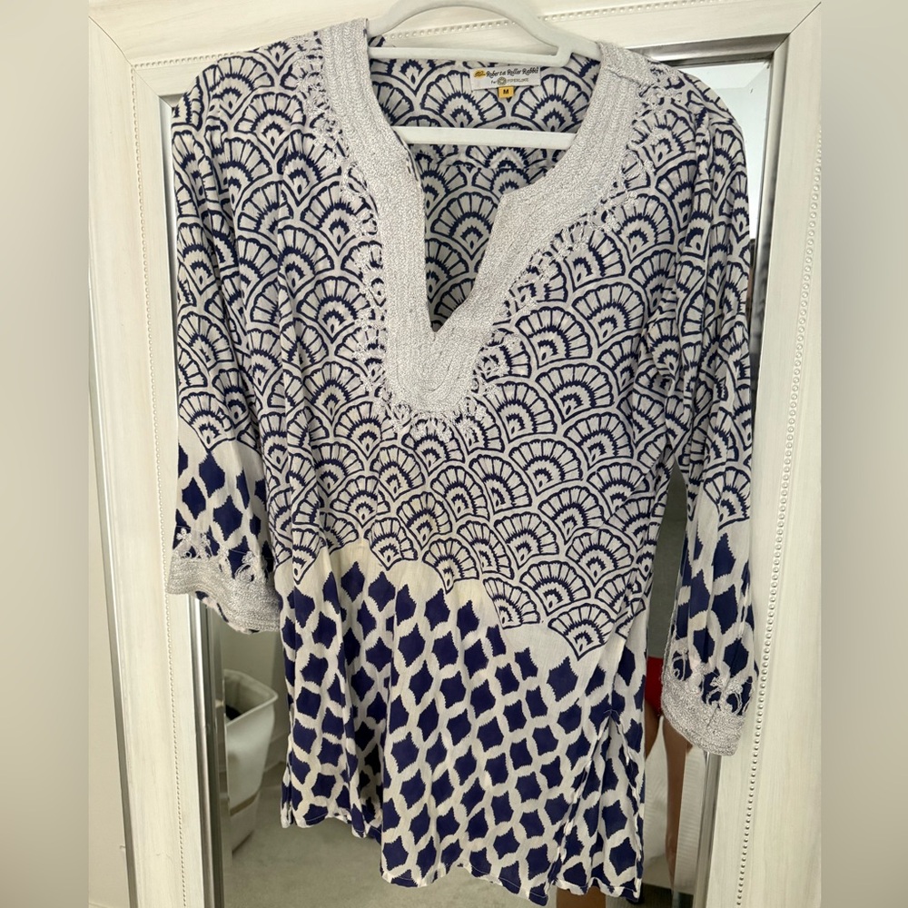 Roberta Roller Rabbit Blue and White Graphic cover up